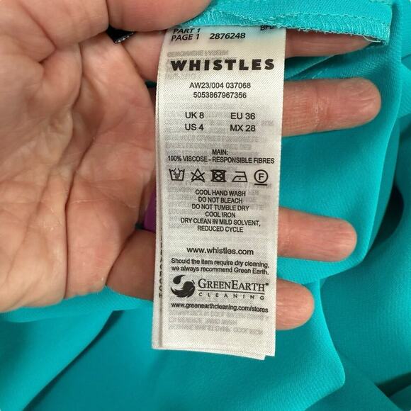 Whistles Turquoise Andie Button Dress 4 Maxi Fairy Coastal Resortwear Colorful - Picture 9 of 14